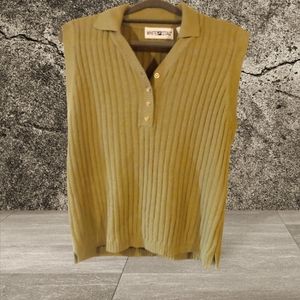 Olive white stag sleeveless sweater